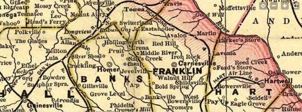 Franklin County, Georgia map c1853