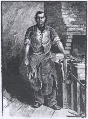 A typical village blacksmith of the 19th century