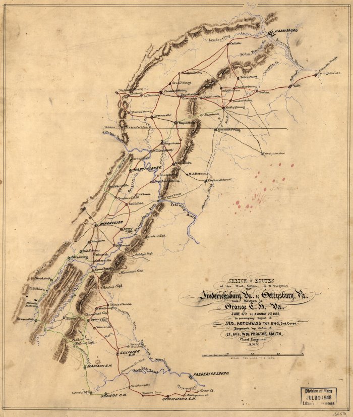 The area through which the Confederate Army marched to Pennsylvania, 1863