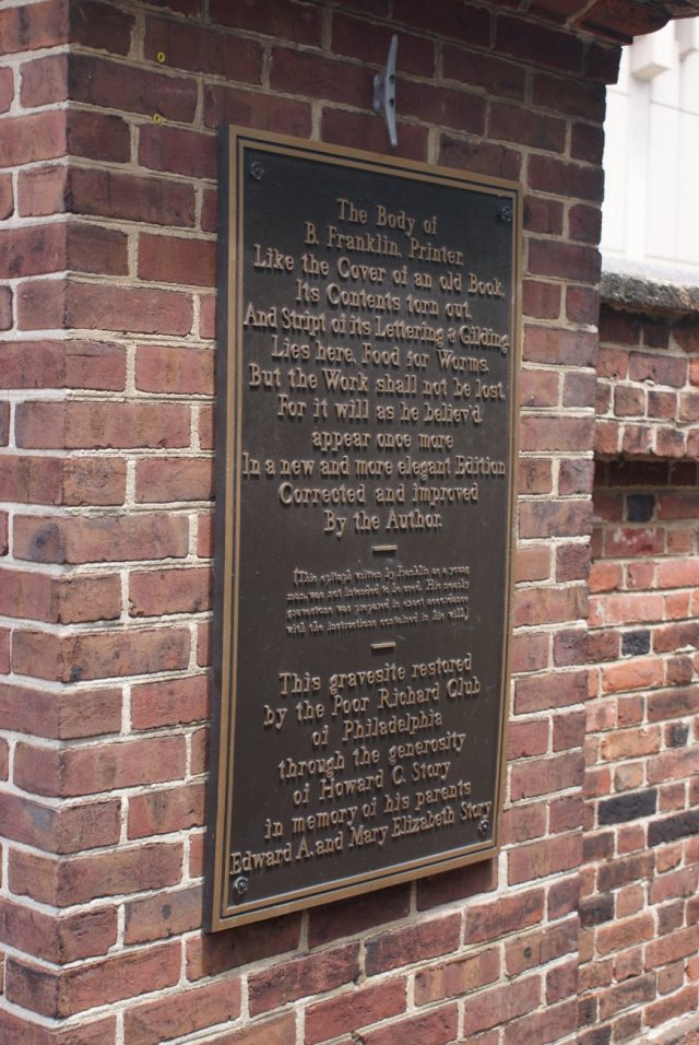 Ben Franklin grave plaque