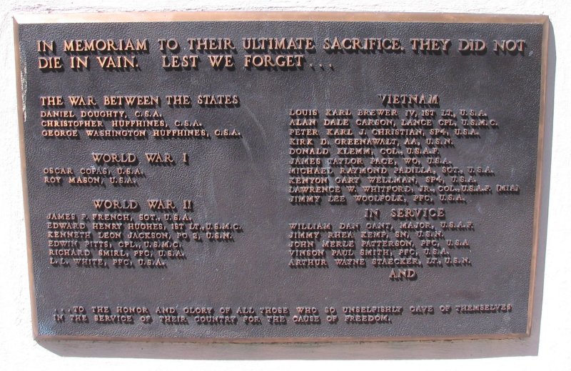 Memorial Park plaque