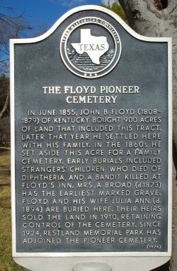 THC Floyd Pioneer Cemetery marker